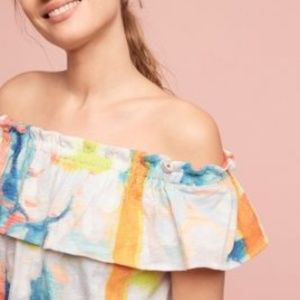 Anthropologie Off the Shoulder Watercolor Top